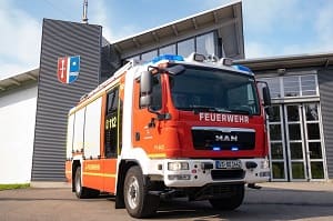 Das Löschgruppenfahrzeug LF 20 von schräg vorn